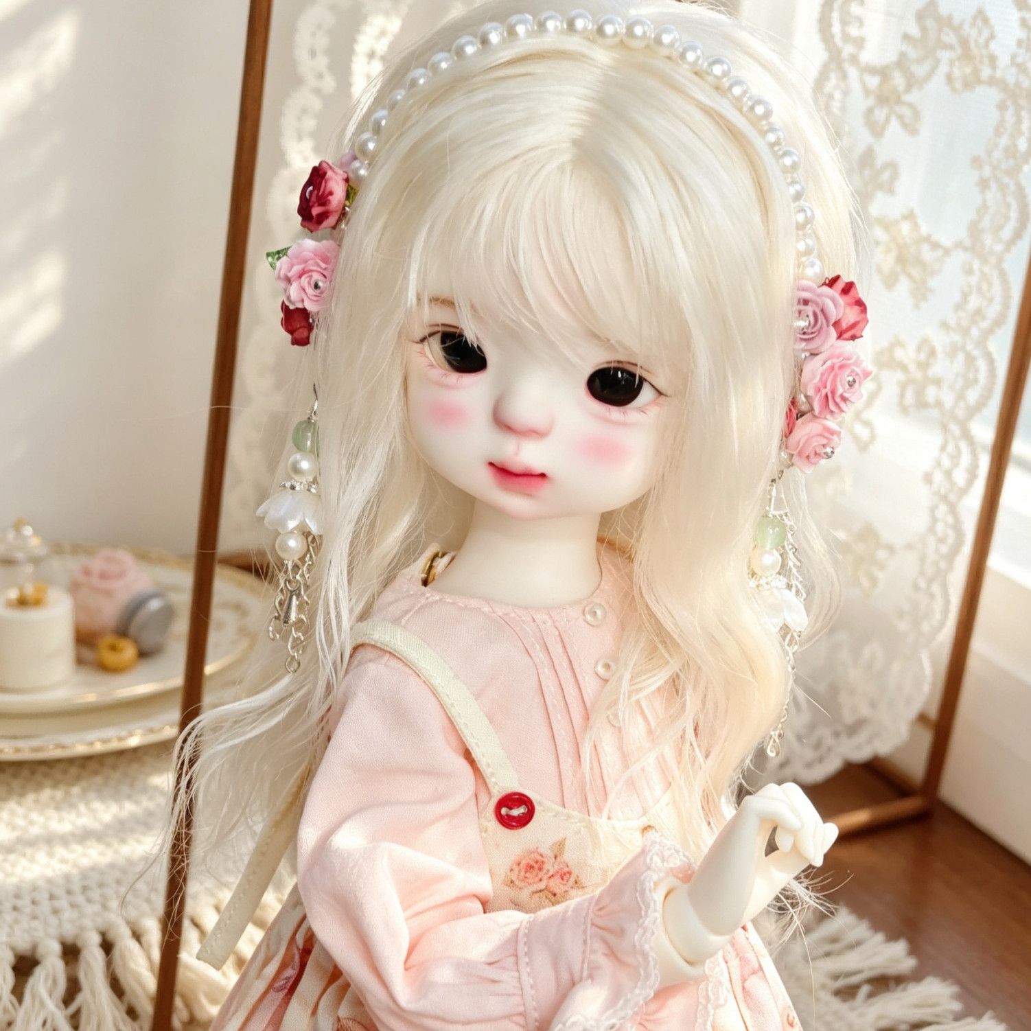 Handgemaakte parelbloem haarba - Vintage Collectible And Vintage Dolls recensie en prijs